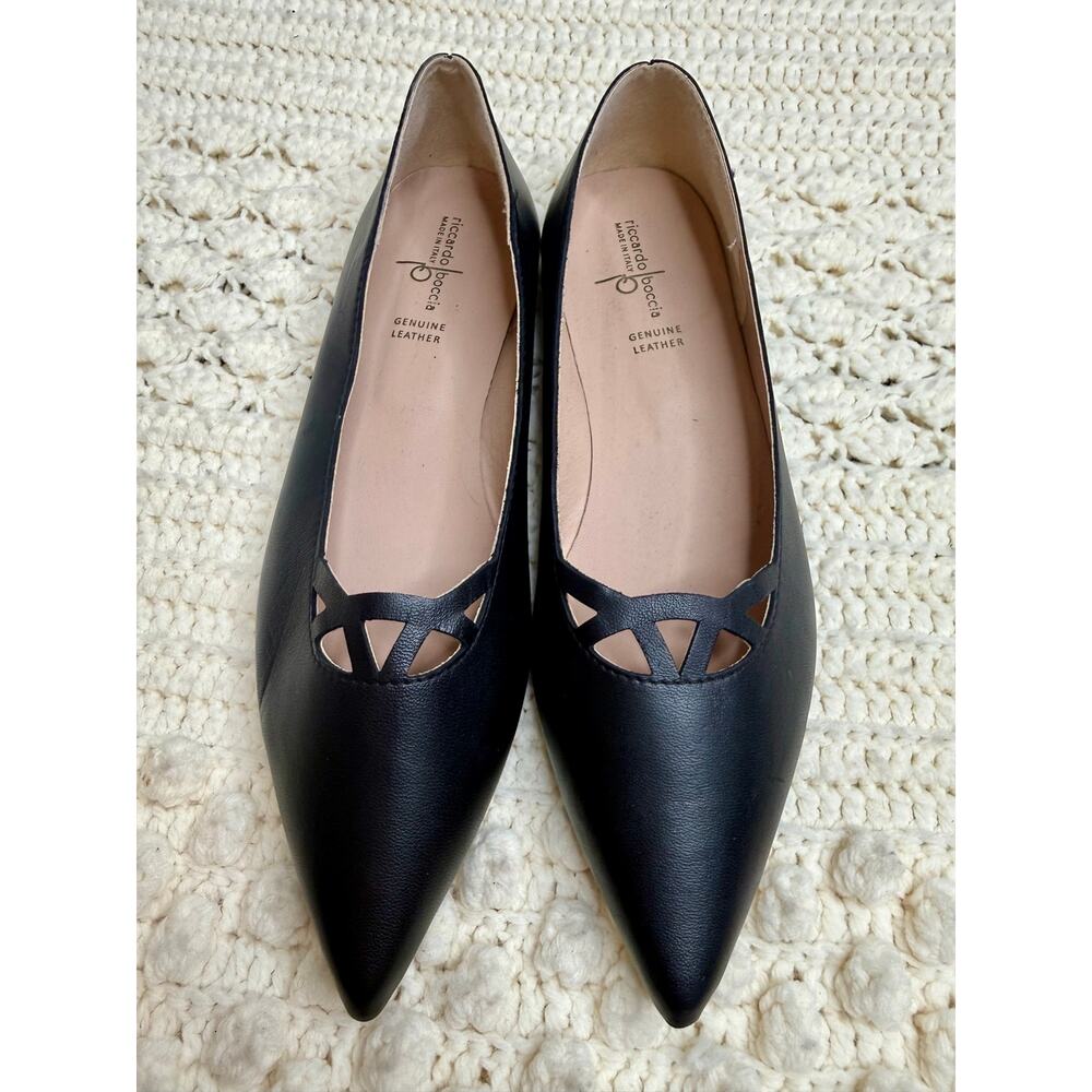 NEW RICCARDO BOCCIA Women's 40 Clodette Pointed Toe Ballet Flats Leather Shoes - Picture 4 of 14